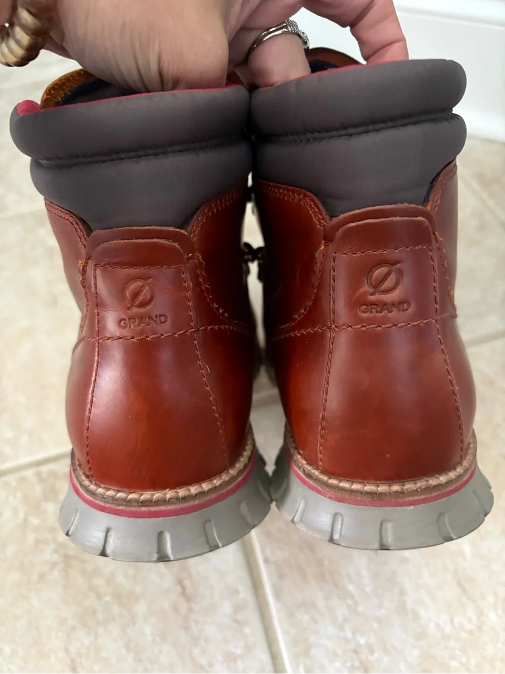 Cole Haan Men's Zerogrand Hiker Waterproof Boots in British Tan leather sz 10